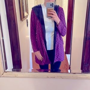 Cozy thermal purple & navy Jane & Bleeker New York polka dot hoodie sweater